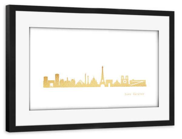 Poster mit Rahmen schwarz "PARIS GOLD Print Love" artboxONE - Städte,Reise,Architektur,Städte / Paris