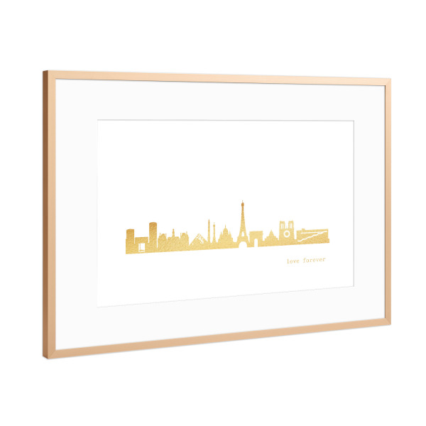 Poster mit Rahmen Kupfer "PARIS GOLD Print Love" artboxONE - Städte,Reise,Architektur,Städte / Paris