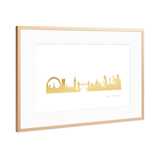 Poster mit Rahmen Kupfer "LONDON GOLD Print Love" artboxONE - Städte,Städte / London,Reise,Architektur