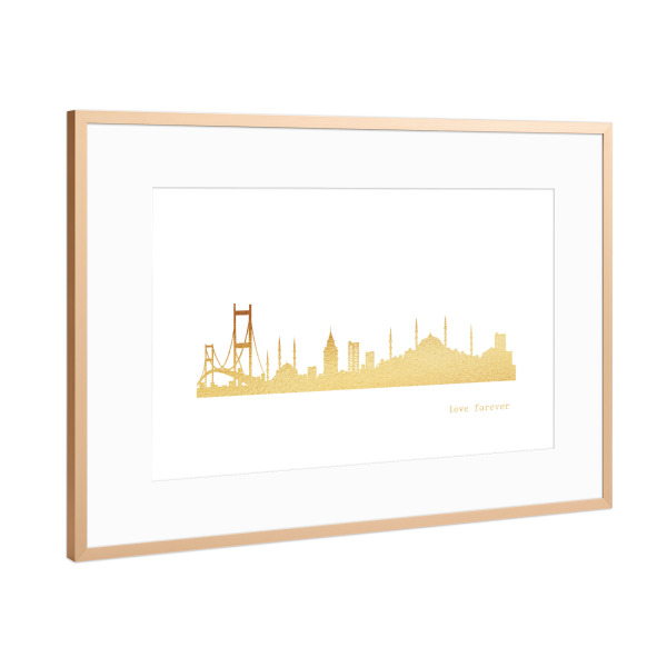 Poster mit Rahmen Kupfer "ISTANBUL GOLD Print Love" artboxONE - Städte,Reise,Architektur,Städte / Istanbul