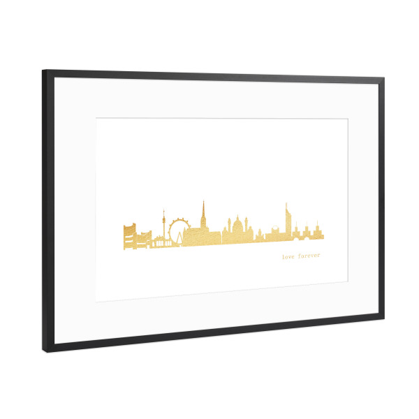 Poster mit Rahmen Schwarz (Metallic) "WIEN GOLD Print Love" artboxONE - Städte,Reise,Architektur,Städte / Wien