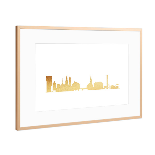 Poster mit Rahmen Kupfer "ZÜRICH GOLD Print Love" artboxONE - Städte,Reise,Architektur,Städte / Zürich