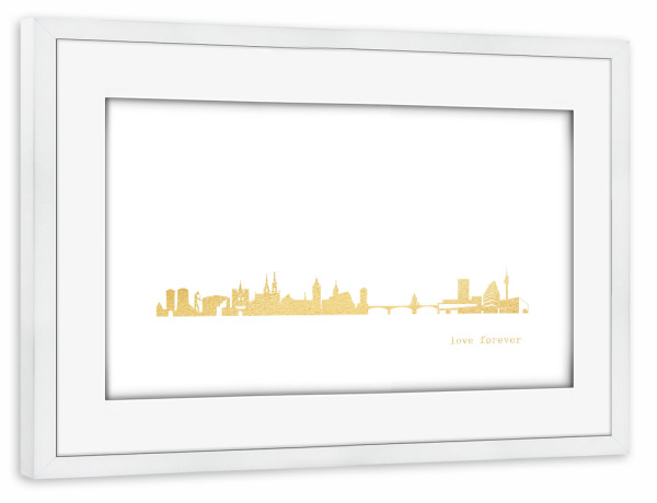 Poster mit Rahmen weiß "BASEL GOLD Print Love" artboxONE - Städte,Reise,Architektur,Städte / Weitere