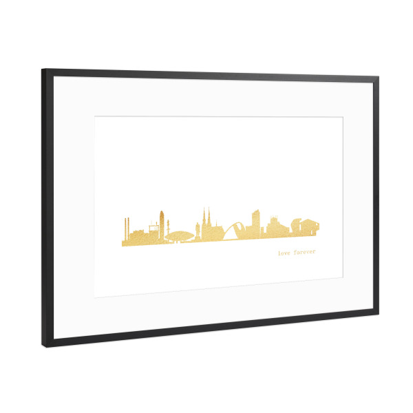 Poster mit Rahmen Schwarz (Metallic) "EINDHOVEN GOLD Print Love" artboxONE - Städte,Reise,Architektur,Städte / Weitere