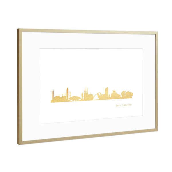 Poster mit Rahmen Gold "EINDHOVEN GOLD Print Love" artboxONE - Städte,Reise,Architektur,Städte / Weitere