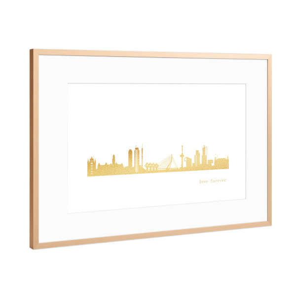 Poster mit Rahmen Kupfer "ROTTERDAM GOLD Print Love" artboxONE - Städte,Reise,Architektur,Städte / Weitere