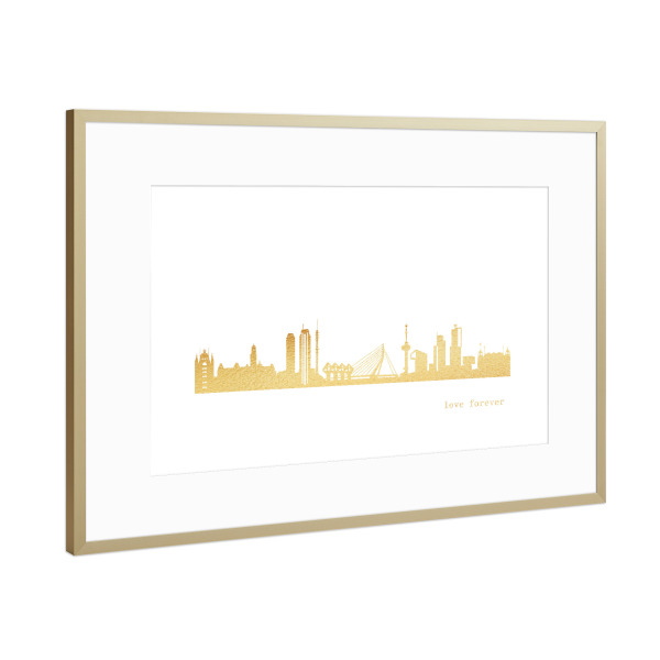 Poster mit Rahmen Gold "ROTTERDAM GOLD Print Love" artboxONE - Städte,Reise,Architektur,Städte / Weitere