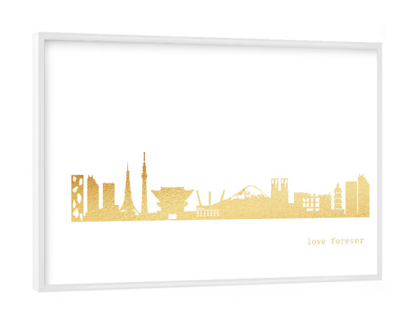 Poster mit weißem Rahmen "TOKIO GOLD Print Love" artboxONE - Städte,Reise,Architektur,Reise / Asien,Städte / Tokio