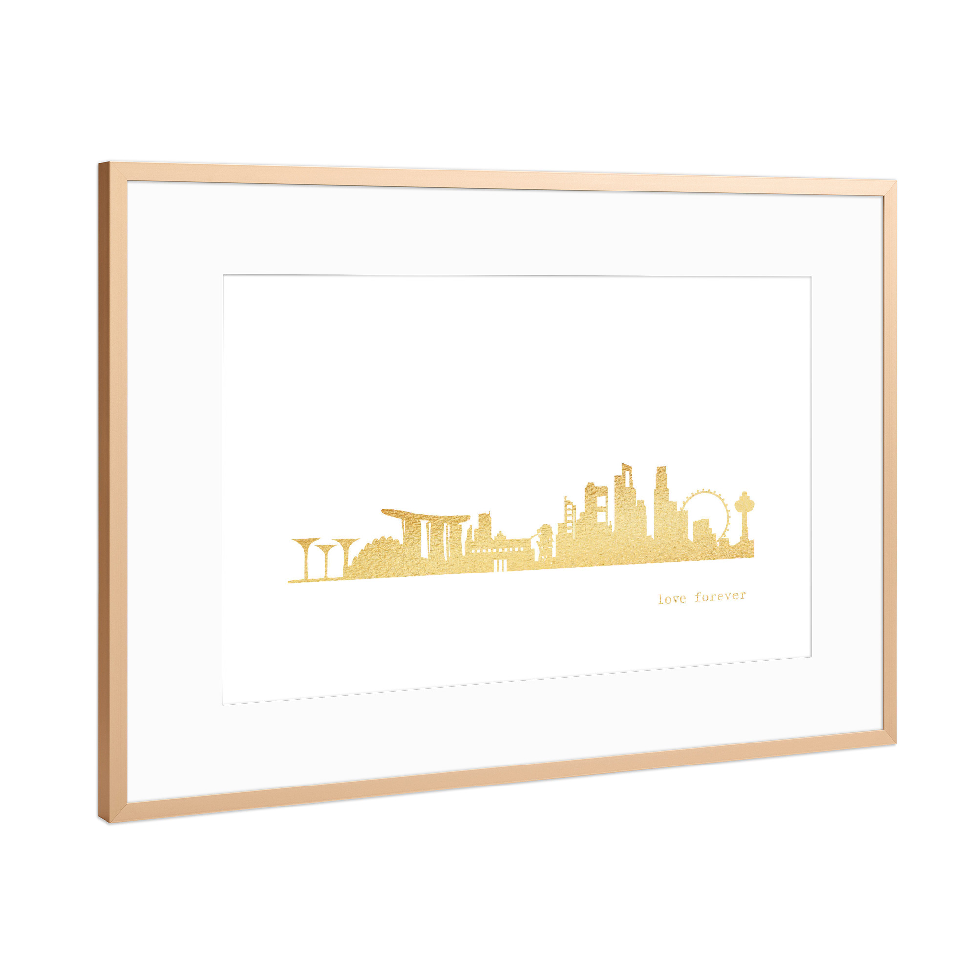 Poster mit Rahmen Kupfer "SINGAPUR GOLD Print Love" artboxONE - Städte,Reise,Architektur,Reise / Asien,Städte / Singapur