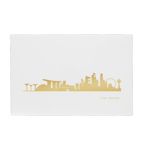 Holzbild "SINGAPUR GOLD Print Love" artboxONE - Städte,Reise,Architektur,Reise / Asien,Städte / Singapur