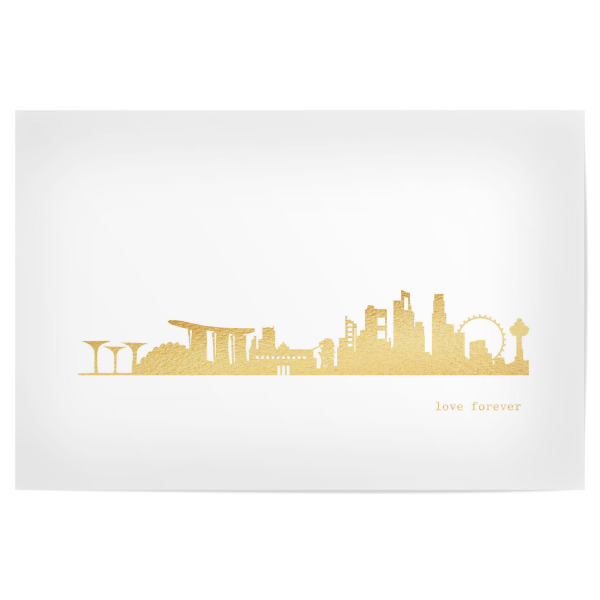 Poster 30x20 cm "SINGAPUR GOLD Print Love" artboxONE - Städte,Reise,Architektur,Reise / Asien,Städte / Singapur