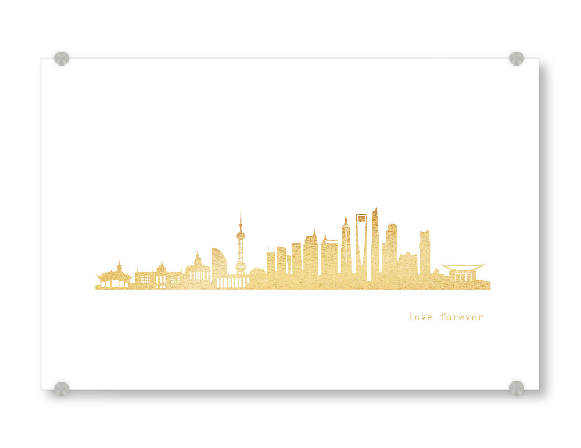 Acrylglasbild "SHANGHAI GOLD Print Love" artboxONE - Städte,Reise,Architektur,Reise / Asien,Städte / Shanghai