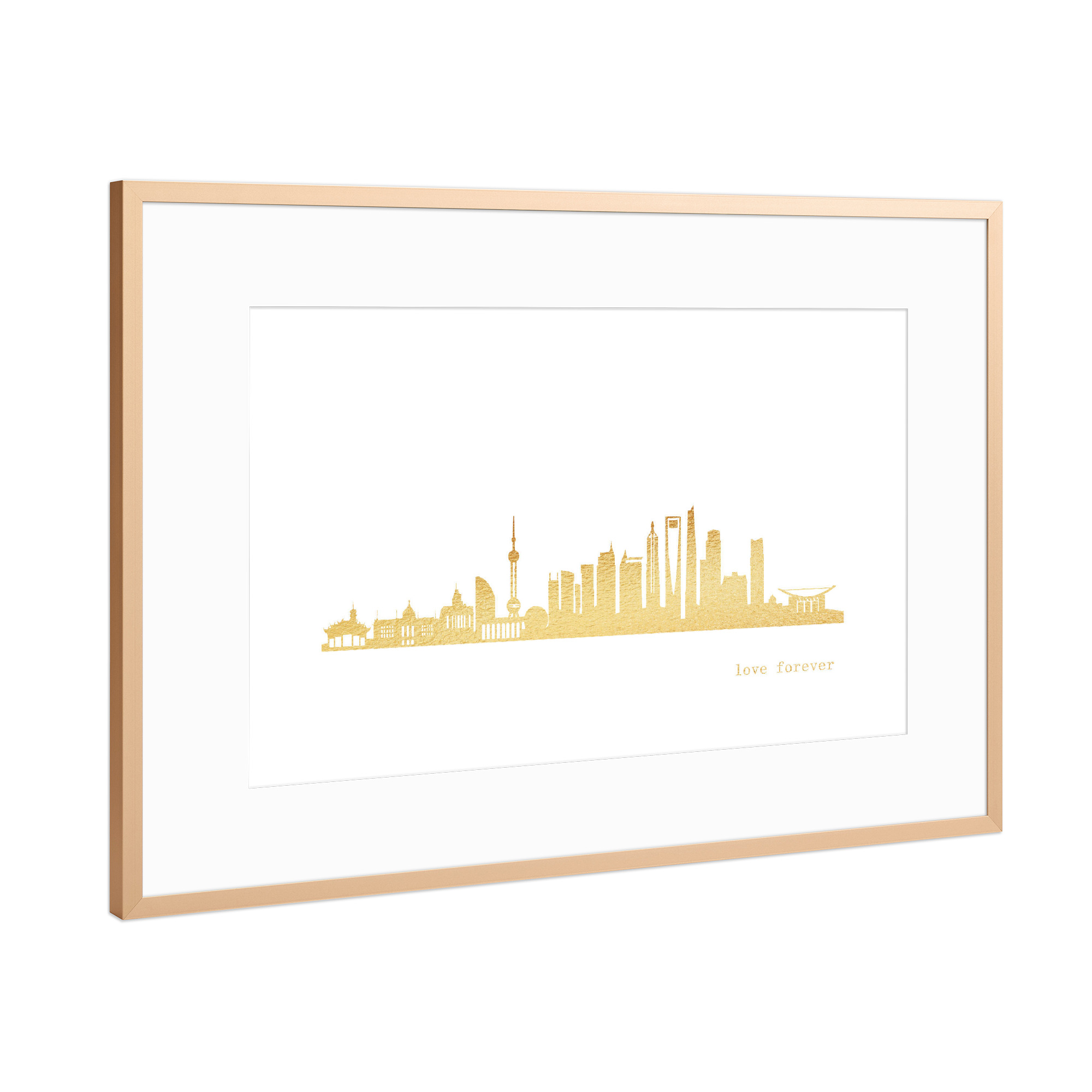 Poster mit Rahmen Kupfer "SHANGHAI GOLD Print Love" artboxONE - Städte,Reise,Architektur,Reise / Asien,Städte / Shanghai