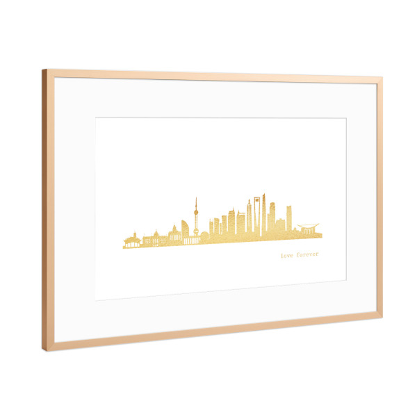 Poster mit Rahmen Kupfer "SHANGHAI GOLD Print Love" artboxONE - Städte,Reise,Architektur,Reise / Asien,Städte / Shanghai