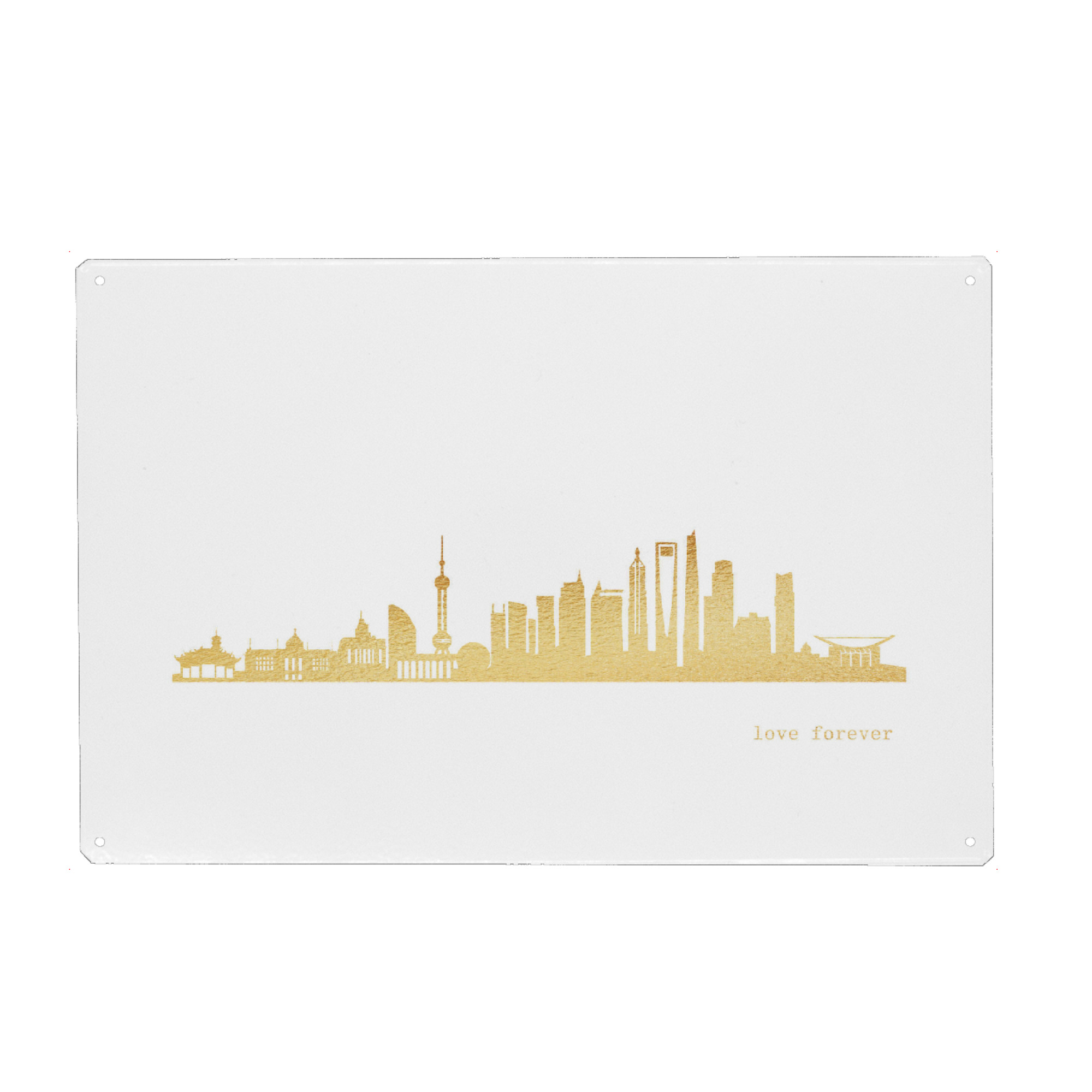 Metall Poster "SHANGHAI GOLD Print Love" artboxONE - Städte,Reise,Architektur,Reise / Asien,Städte / Shanghai
