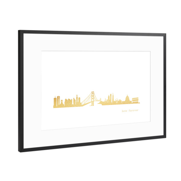 Poster mit Rahmen Schwarz (Metallic) "SAN FRANCISCO GOLD Print Love" artboxONE - Städte,Reise,Architektur,Städte / San Francisco
