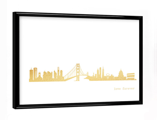 Poster mit schwarzem Rahmen "SAN FRANCISCO GOLD Print Love" artboxONE - Städte,Reise,Architektur,Städte / San Francisco