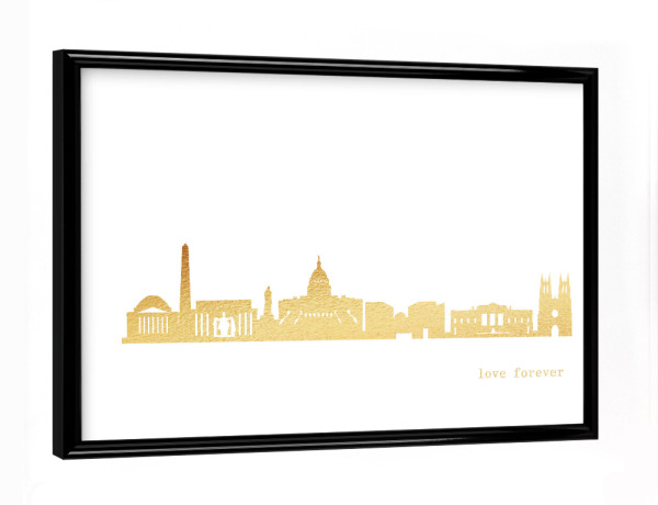 Poster mit schwarzem Rahmen "Washington GOLD Print Love" artboxONE - Städte,Reise,Architektur,Städte / Washington