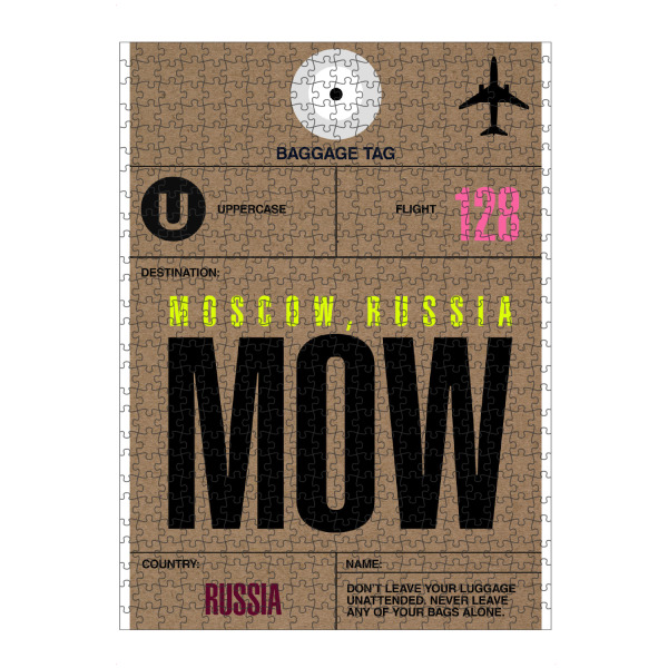 artboxONE Puzzle "Airport Moscau" artboxONE - Städte,Typografie,Reise - Flughafen,Retro,Stadt,Stadt,Flughafen,Moskau,Moskow - Bild Flughafen