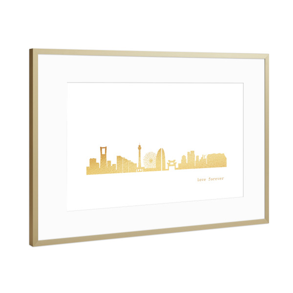 Poster mit Rahmen Gold "Yokohama GOLD Print Love" artboxONE - Städte,Reise,Architektur,Reise / Asien,Städte / Weitere