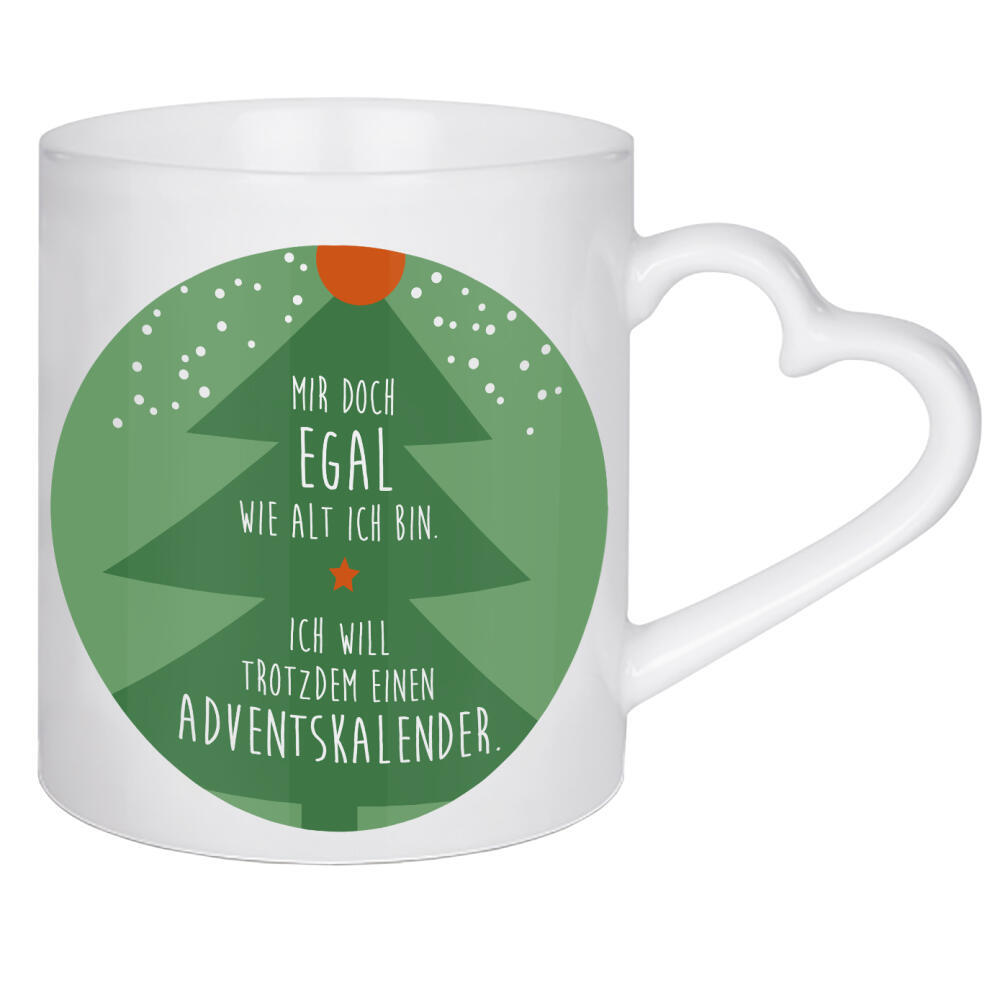 Herztasse "Adventskalender Tannenbaum grün" artboxONE - Typografie,Weihnachten,Lustig