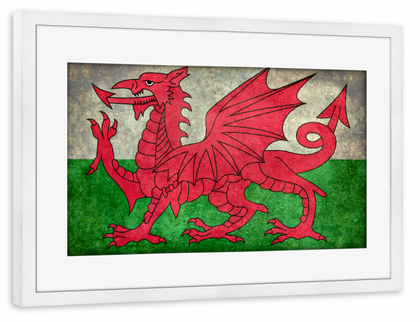 Poster mit Rahmen weiß "Flag of Wales" artboxONE - Reise,Tiere,Reise / Länder