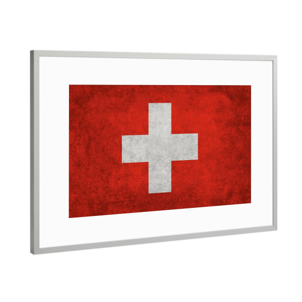 Poster mit Rahmen Silber "Flag of Switzerland" artboxONE - Reise,Reise / Länder - Schweiz,Schweiz