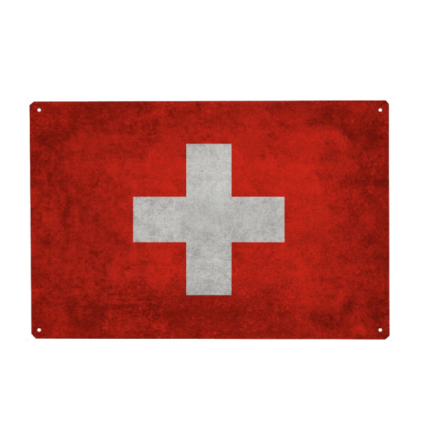 Metall Poster "Flag of Switzerland" artboxONE - Reise,Reise / Länder - Schweiz,Schweiz - Blechschild