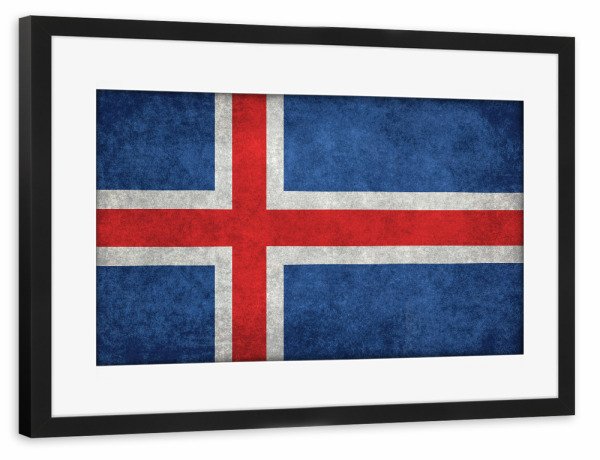 Poster mit Rahmen schwarz "Flag of Iceland" artboxONE - Reise,Reise / Länder