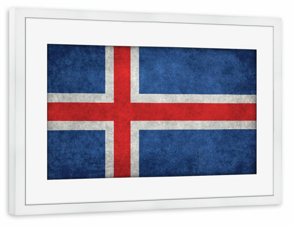 Poster mit Rahmen weiß "Flag of Iceland" artboxONE - Reise,Reise / Länder