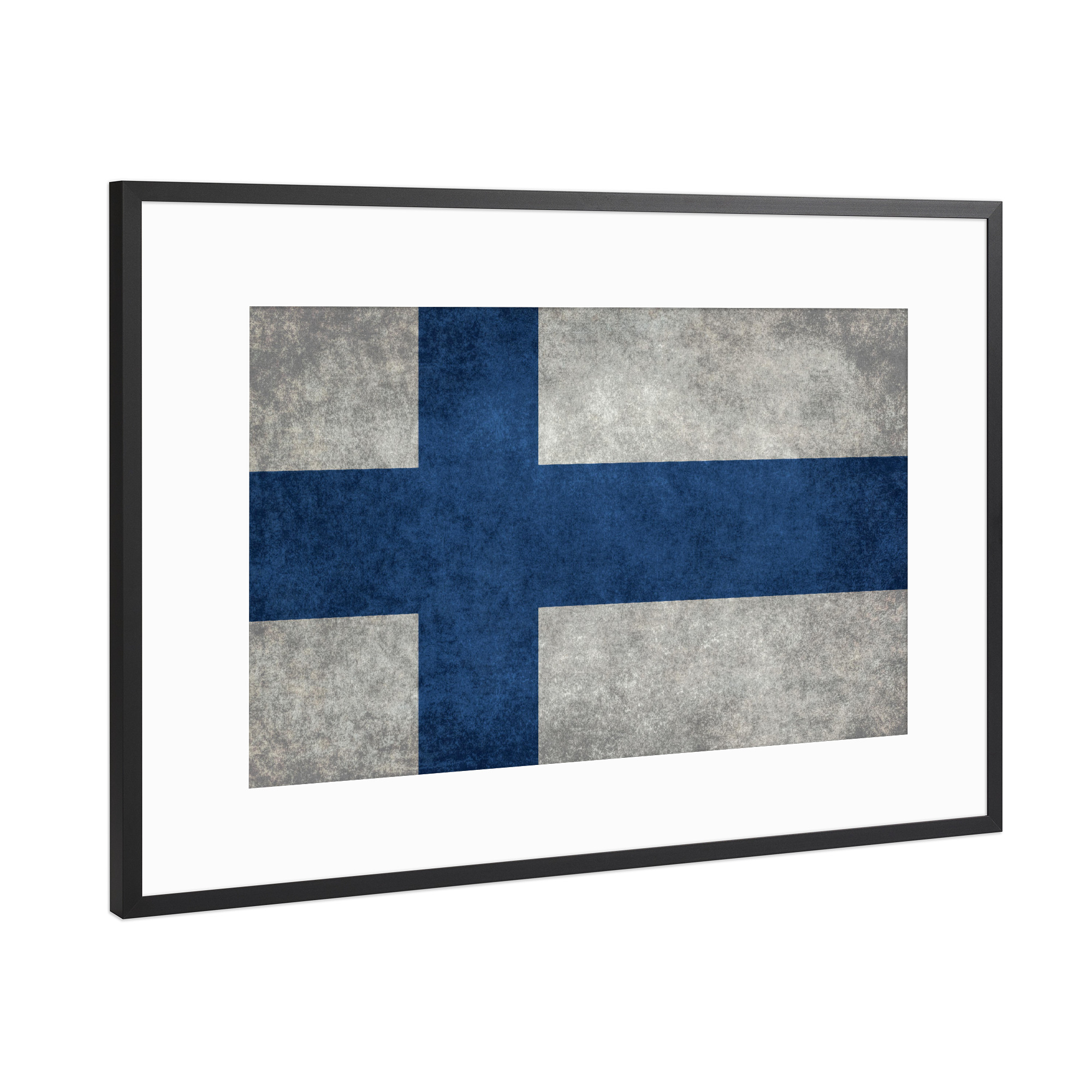 Poster mit Rahmen Schwarz (Metallic) "Flag of Finland" artboxONE - Reise,Reise / Länder