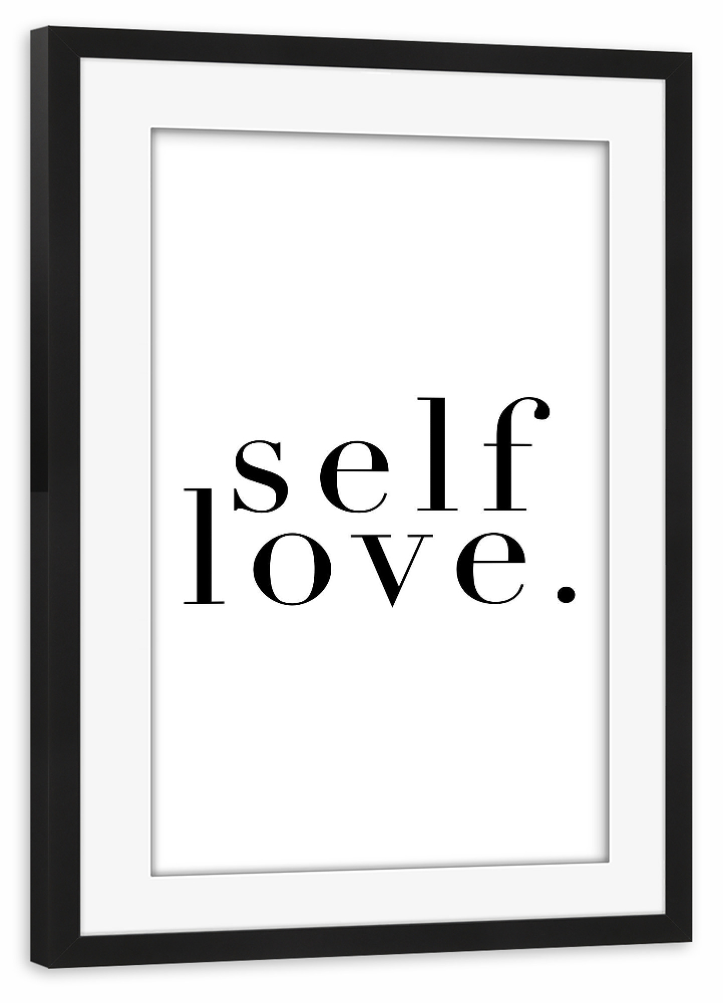 Poster mit Rahmen schwarz "Selflove 2" artboxONE - Typografie,Schwarzweiß,Liebe