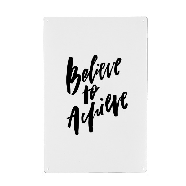 Holzbild "Believe To Achieve" artboxONE - Typografie,Schwarzweiß,Sport