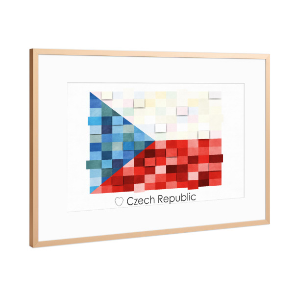 Poster mit Rahmen Kupfer "Czech Republic Flag" artboxONE - Reise,Reise / Länder