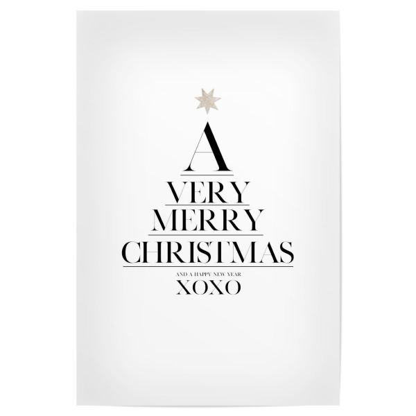 Poster "MERRY CHRISTMAS XOXO" artboxONE - Typografie,Schwarzweiß,Geometrie,Fashion,Weihnachten