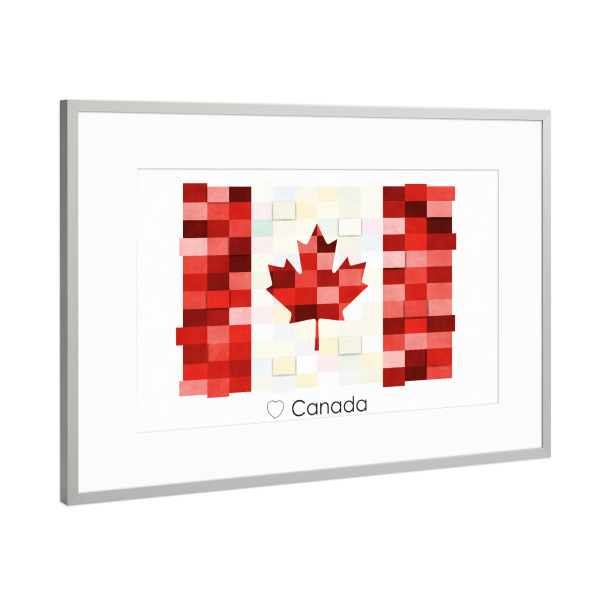 Poster mit Rahmen Silber "Canada Flag" artboxONE - Reise,Reise / Länder