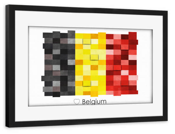 Poster mit Rahmen schwarz "Belgium Flag" artboxONE - Reise,Reise / Länder
