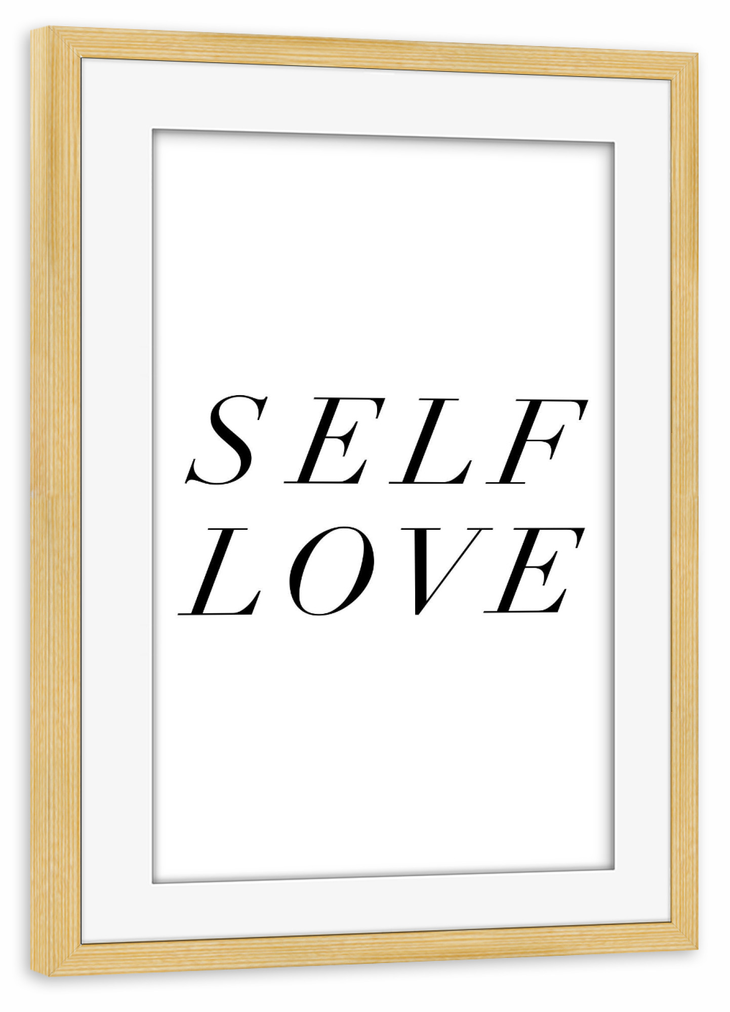 Poster mit Rahmen kiefer "SELFLOVE" artboxONE - Typografie,Schwarzweiß,Liebe