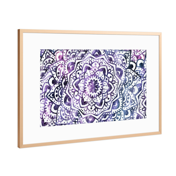 Poster mit Rahmen Kupfer "STARRY NIGHT MANDALA" artboxONE - Abstrakt,Geometrie - Mandala,Bohochic,Bohemian,Purple,Weiss,Hippi,Festival,Woodstock