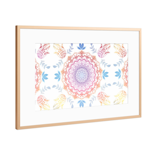 Poster mit Rahmen Kupfer "BOHO HAMSA MANDALA" artboxONE - Natur,Abstrakt,Geometrie