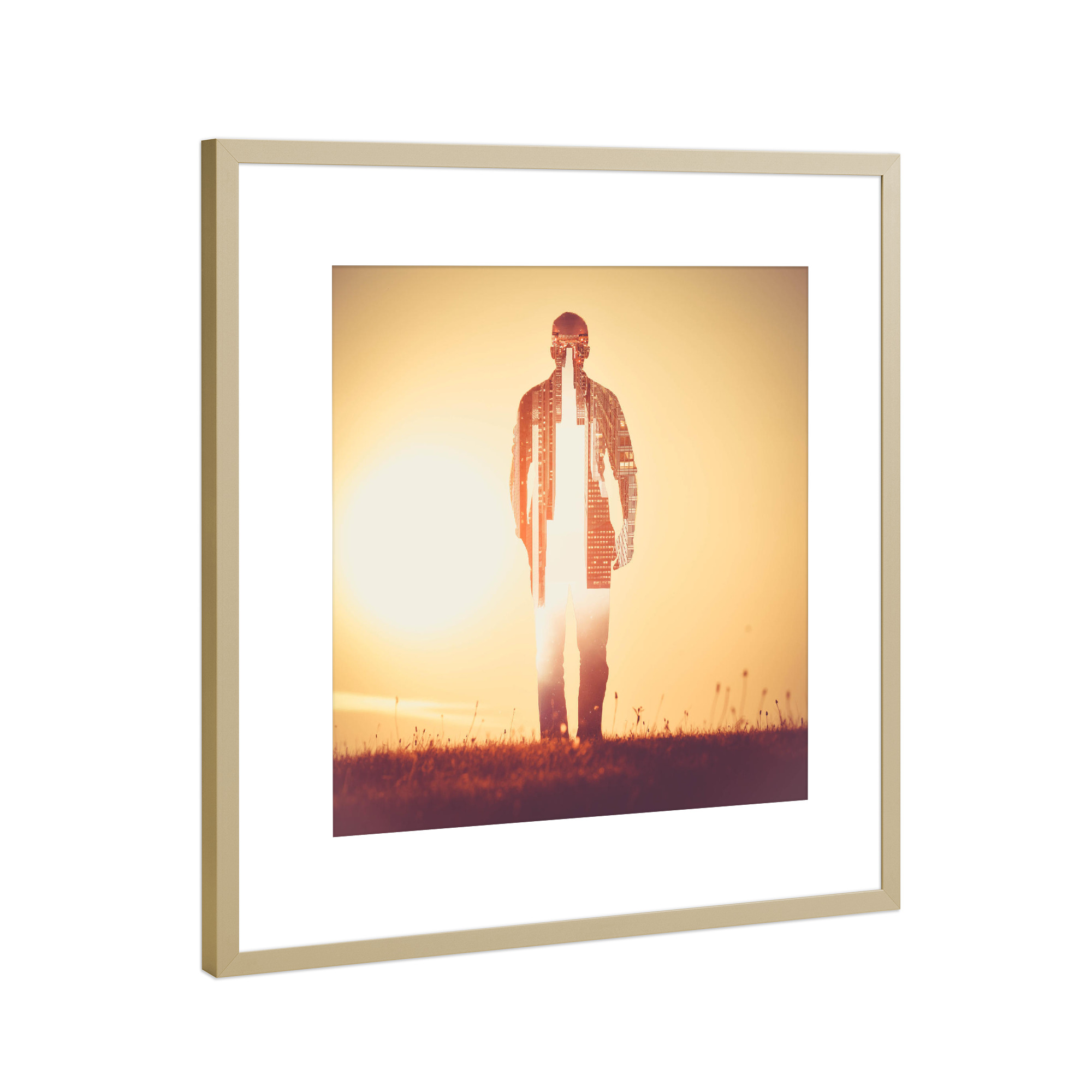 Poster mit Rahmen Gold "Think-Twice" artboxONE - Natur,Abstrakt,Architektur