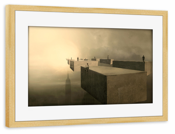 Poster mit Rahmen kiefer "Passengers" artboxONE - Abstrakt,Architektur - Wolkenkratzer,Hochhaus,Grossstadt,Sitzen,Spazieren,Hochhinaus,Gedanken