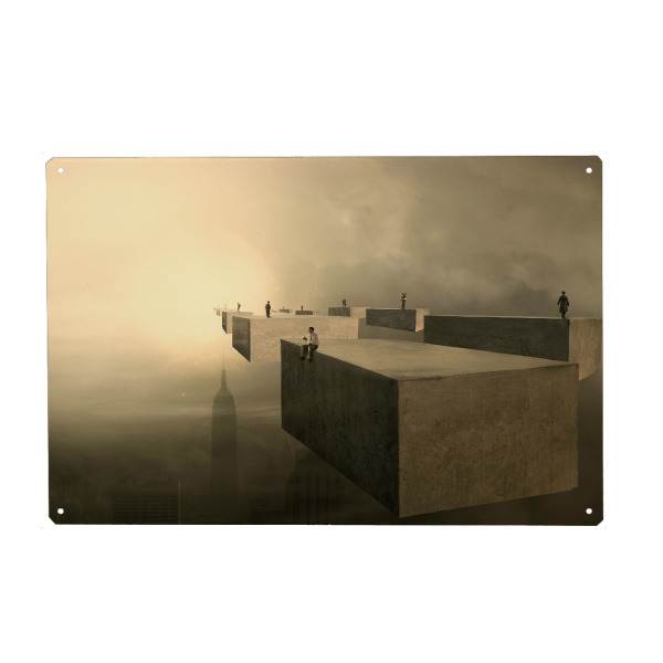 Holzbild "Passengers" artboxONE - Abstrakt,Architektur - Wolkenkratzer,Hochhaus,Grossstadt,Sitzen,Spazieren,Hochhinaus,Gedanken