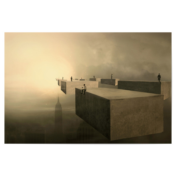 Poster "Passengers" artboxONE - Abstrakt,Architektur - Wolkenkratzer,Hochhaus,Grossstadt,Sitzen,Spazieren,Hochhinaus,Gedanken