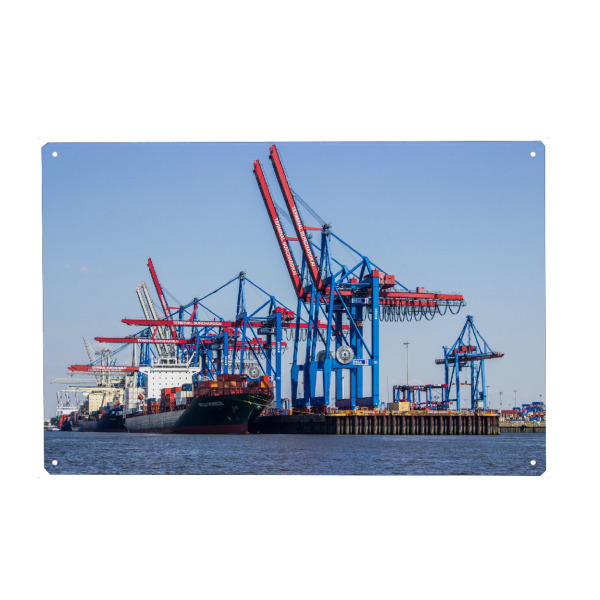 Holzbild "Containerschiff am Burchardkai Hamburg" artboxONE - Städte / Hamburg,Reise,Automobile