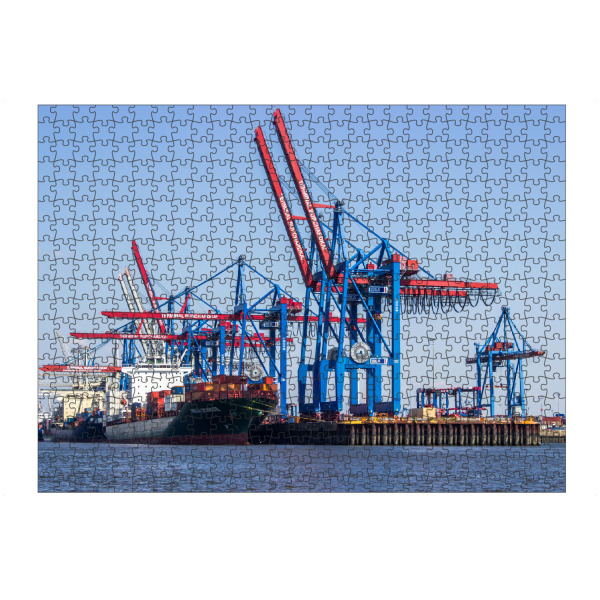 Puzzle Ravensburger "Containerschiff am Burchardkai Hamburg" artboxONE - Städte / Hamburg,Reise,Automobile