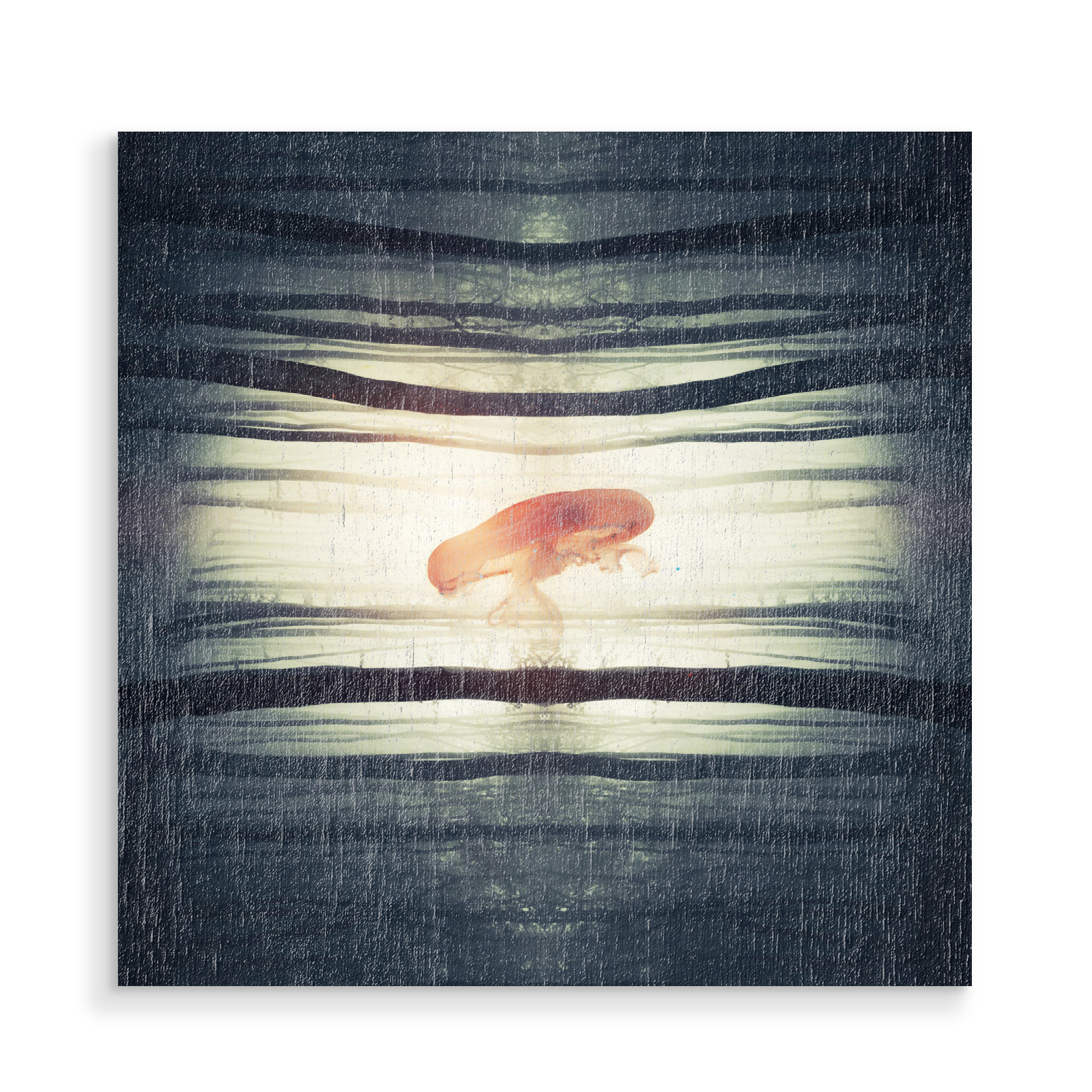 Holzbild "Glow" artboxONE - Natur,Abstrakt - Medusa,Wald,Baum,Nebel,Wald,Baum,Qualle,Bäume,Verlassen,Nachdenken