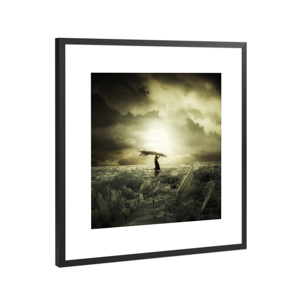 Poster mit Rahmen Schwarz (Metallic) "Frozen Nation" artboxONE - Natur,Abstrakt,Schwarzweiß
