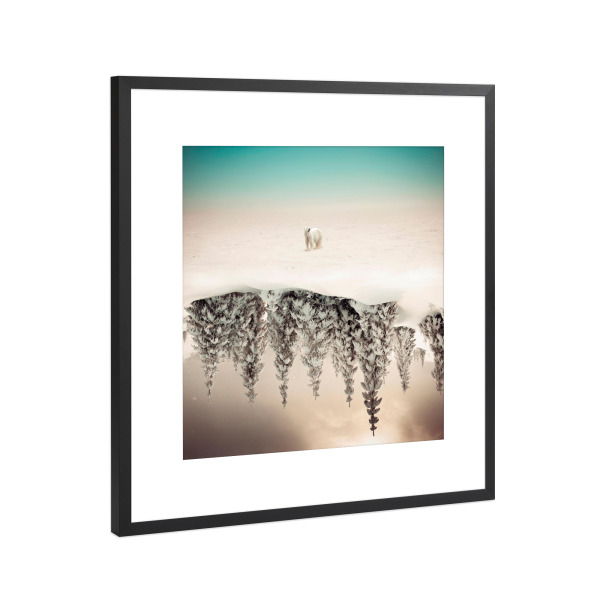 Poster mit Rahmen Schwarz (Metallic) "Brod" artboxONE - Natur,Abstrakt - Bear,Forest,Snow,Bär,Eisbär,Schnee,Winter,Wald,Tier