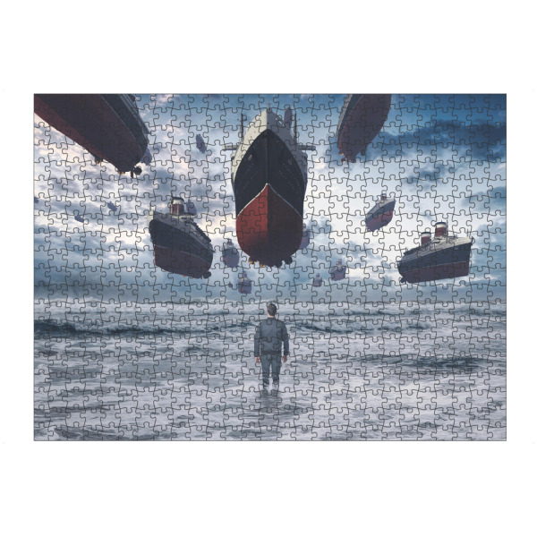 artboxONE Puzzle "Kopabli" artboxONE - Natur,Abstrakt,Reise / Strand und Meer - Ship,Sea,Clouds,Levitate,Schiffe,Fliegen,Meer,Ozean,See,Boote